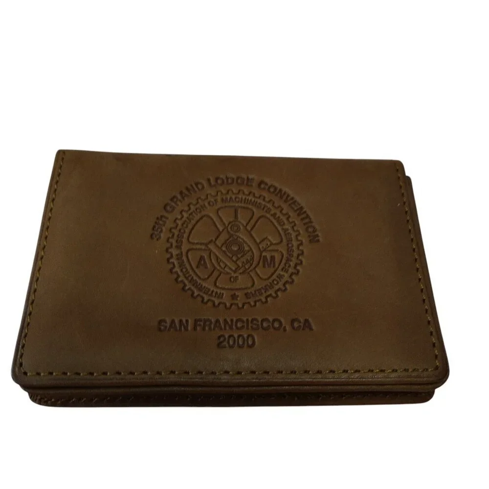 Vintage Leather Men's Bifold ID Wallet 2000 35TH Grand Lodge Convention Logo